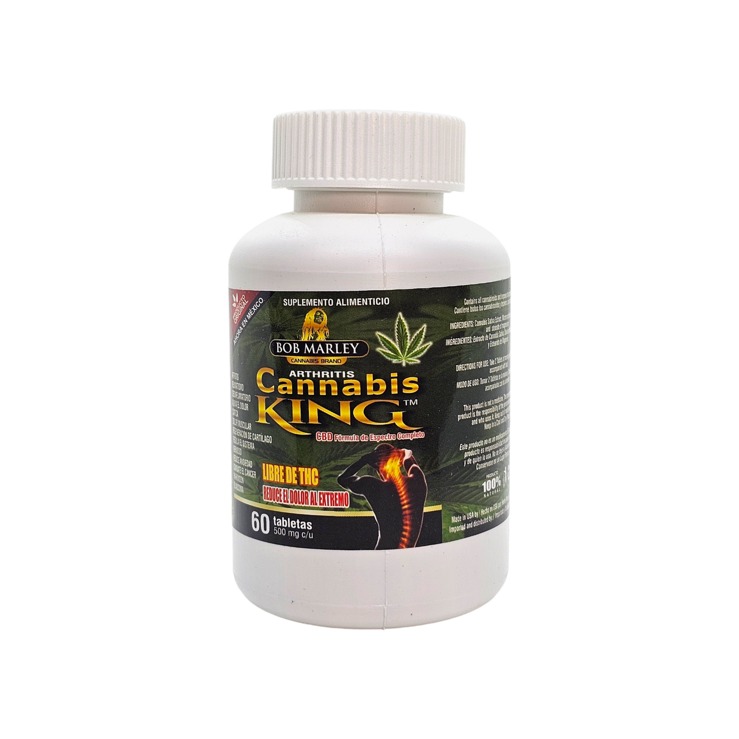 Cannabis king 500 mg 60 tabs Reduce el dolor de las articulaciones y la inflamación de manera natural.