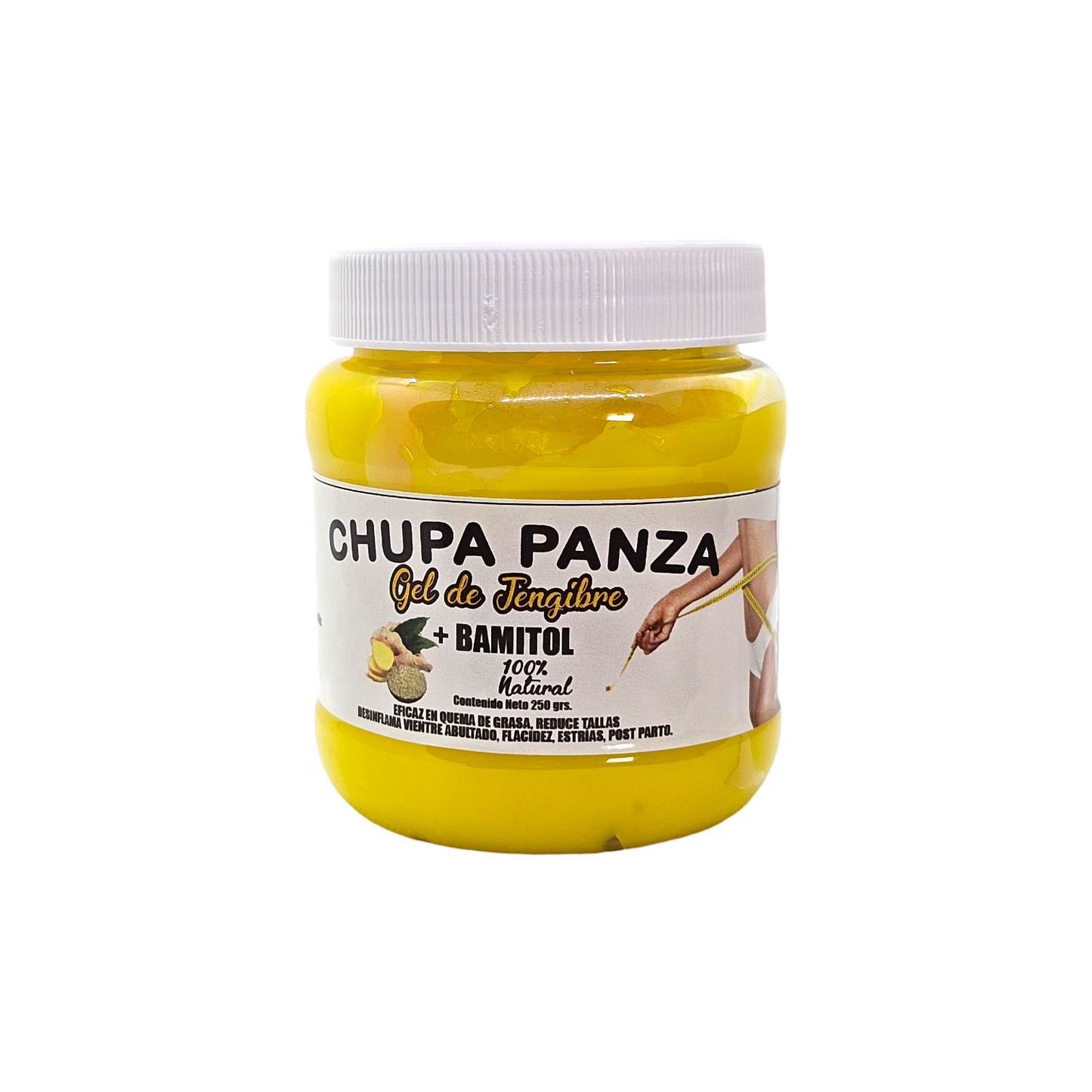 Chupa Panza Gel Amarillo Jengibre + Bamitol Quema Grasa. Cont. 250 grms.