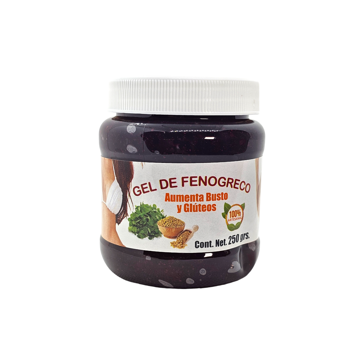 Gel de Fenogreco 250 grs. Utilizado para aumentar masa muscular en especial en gluteos y senos.