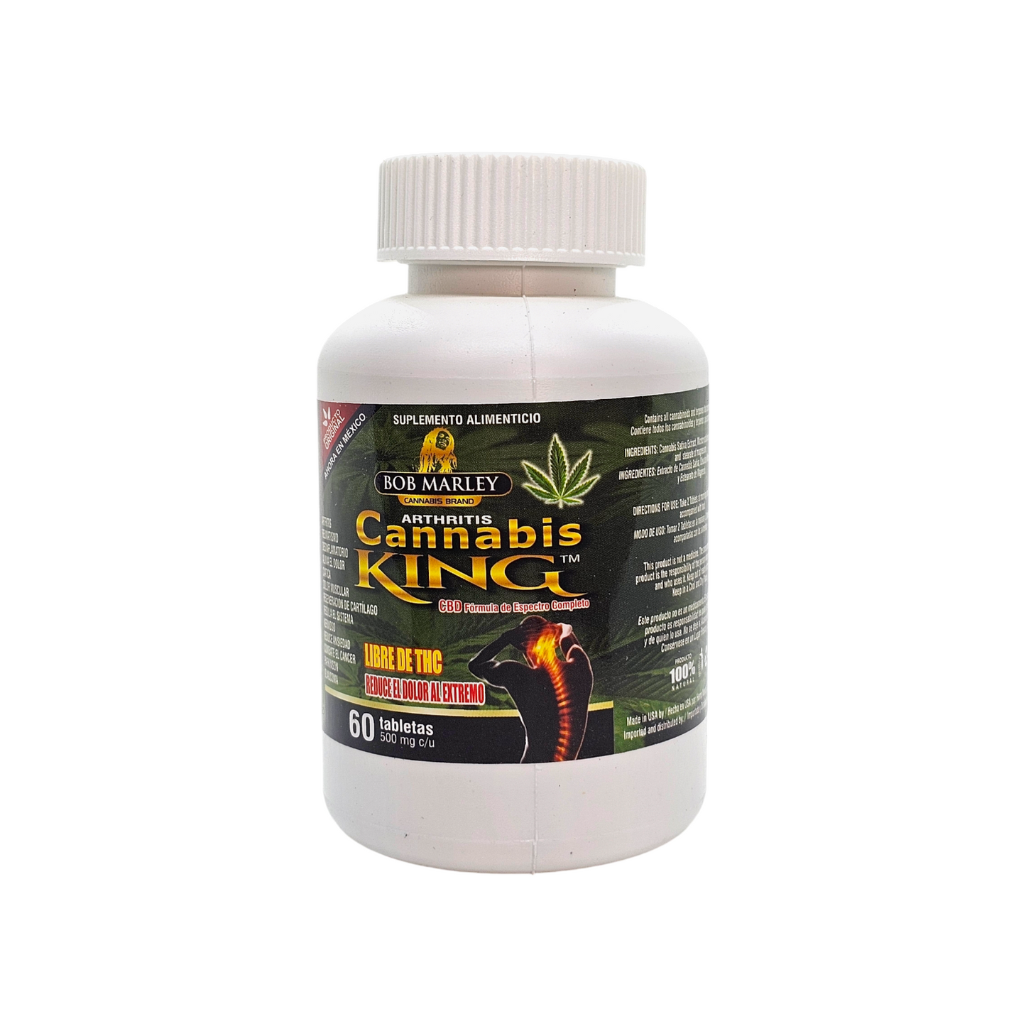 Cannabis king 500 mg  60 tabs Reduce el dolor de las articulaciones y la inflamación de manera natural.