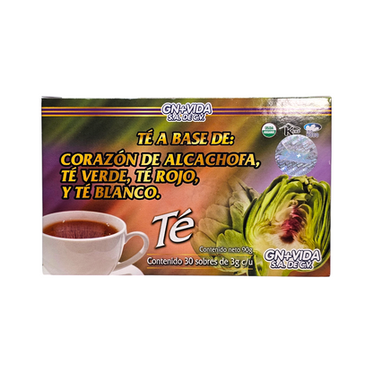 Té Alcachofa (corazón De Alcachofa, Té Verde, Té Rojo Y Té Blanco) 30 Sobres De 3g C/u Gn+vida.