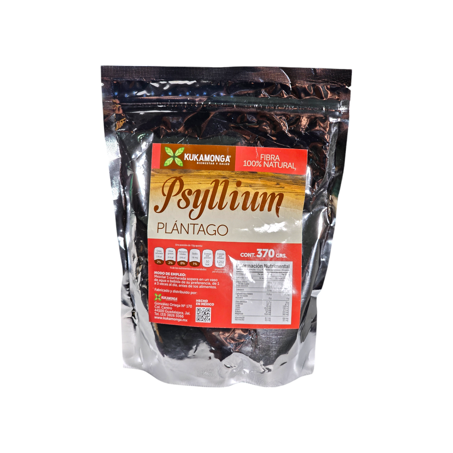 Plántago Psyllium, fibra 100% natural, bolsa de 370 gr.