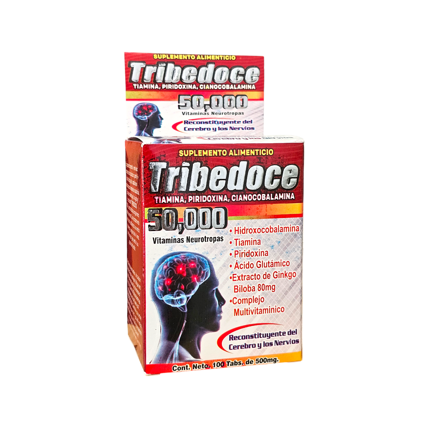 Tribedoce Tiamina, Piridoxina, Cianocobalamina 50,000 Vitaminas Neurotropas, 100 Tabletas.